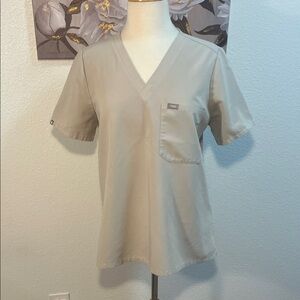 Figs Women's V-Neck Catarina Medical Scrub Top in Khaki